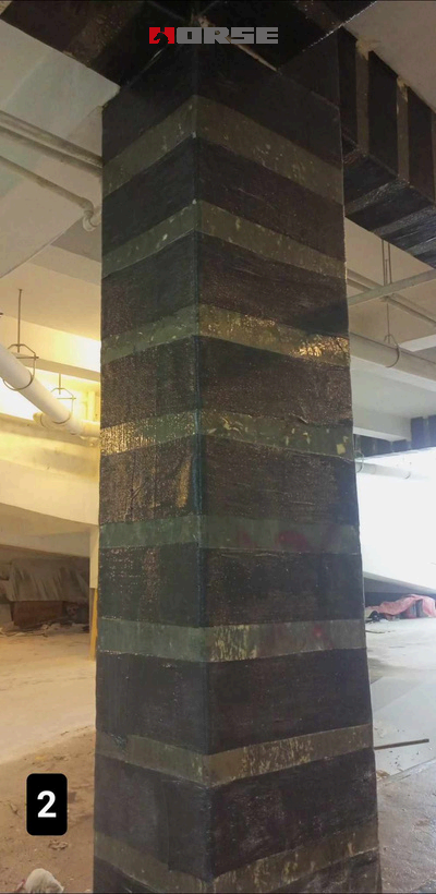 Carbon Fiber CFRP for 2-Story Commercial Building Retrofitting