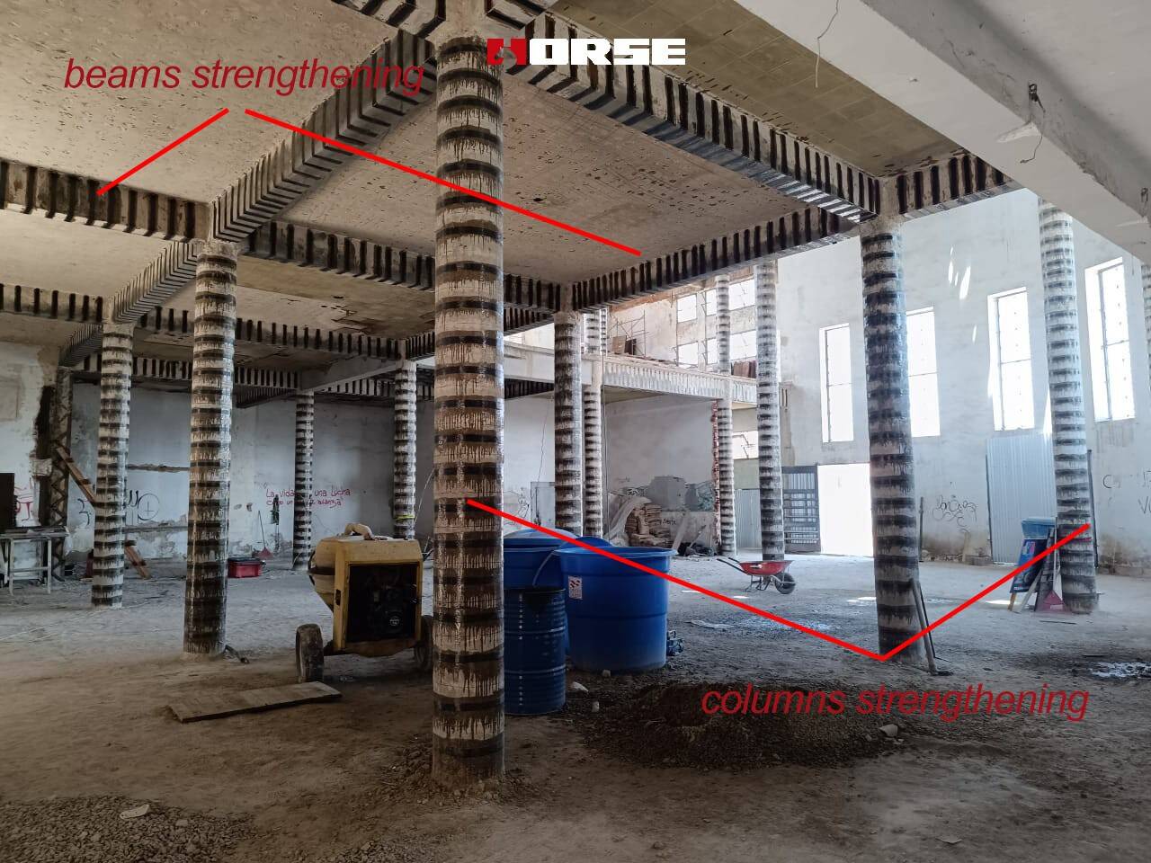 Carbon Fiber Strengthening Existing Concrete Structures Cause of New Large Equipments Added